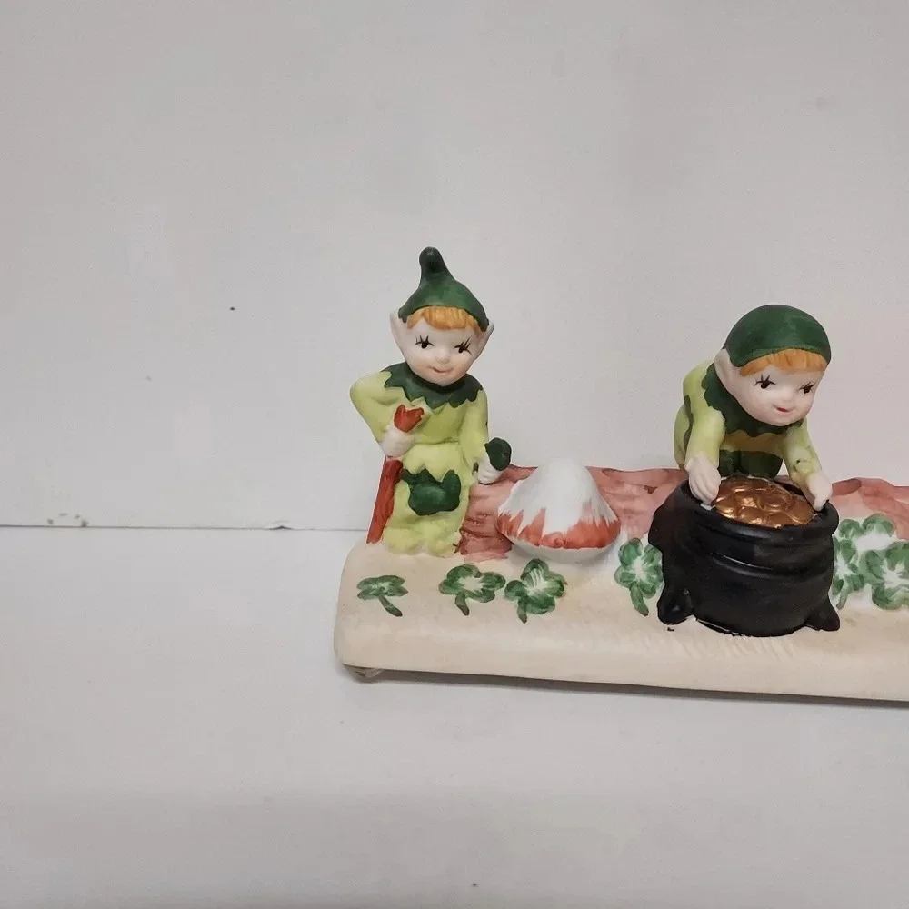 MSR Imports 1989 Vintage Porcelain Leprechaun Candle Holders - St. Patrick's Day